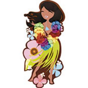 Hula Girl with Fabric Flower Lei AM199690