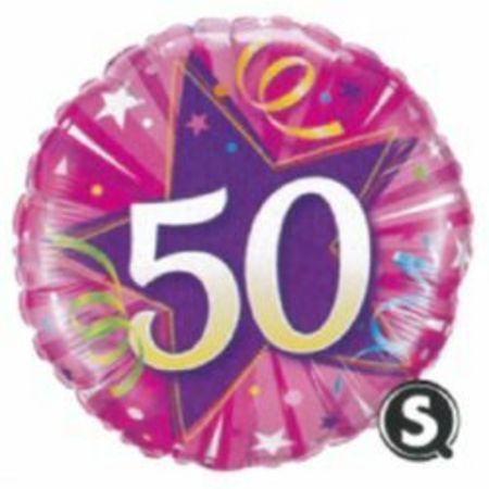 50 Shining Star Hot Pink Foil Balloon Q25259
