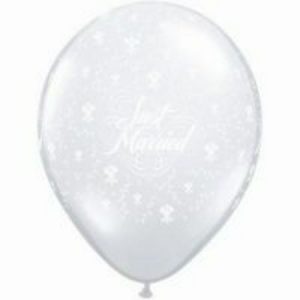 Just Married Flowers Pearl White Latex Balloon Q48960