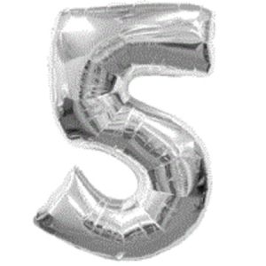Silver Numeral Five Number Shape Foil Balloon Q30417