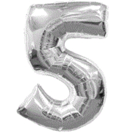 Silver Numeral Five Number Shape Foil Balloon Q30417