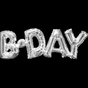 Phrase 'B-Day' Silver Supershape Foil Balloon ANA33102