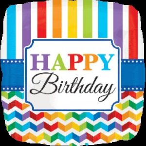 Happy Birthday Bright Stripe & Chevron Foil Balloon ANA30770