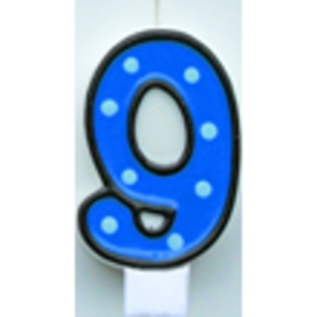 Candle Numeral 9 Dots with Black Border AM996449