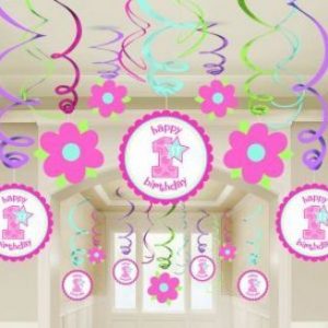 1st Birthday Girl Swirl Decorations AM679531