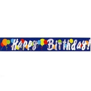 Painted Balloons Happy Birthday Metallic Banner AM32203