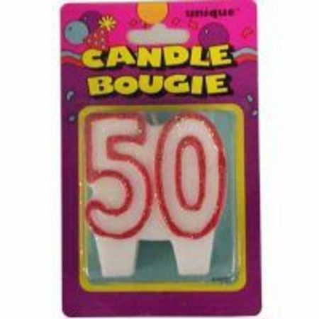 Candle Numeral 50 Glitter Red M34027