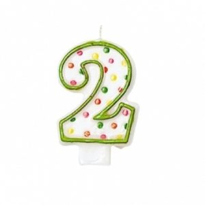 Polka Dots Flat Candle Numeral 2 AM176002