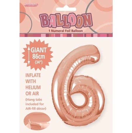 Rose Gold Numeral 6 Foil Shape Balloon M50646