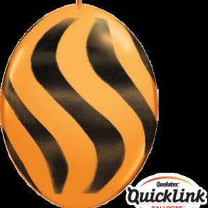 Quick Link 12inch (30cm) Black & Orange Wavy Stripes Latex Balloons Q27934