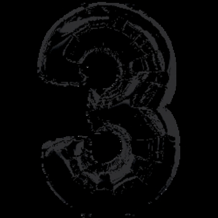 Numeral Three Black SuperShape Foil Balloon ANA23968