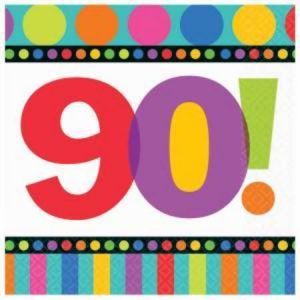 Happy Birthday 90 Dots & Stripes Beverage Napkins AM509490