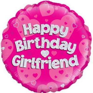 Oaktree Happy Birthday Girlfriend Pink Holographic Foil Balloon OAK229066