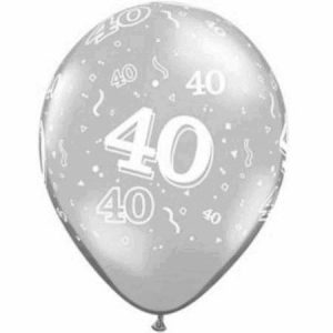 40 Around Silver Latex Balloon II40S