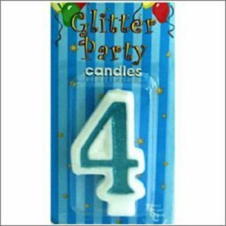Candle Numeral 4 Glitter Blue AM170324