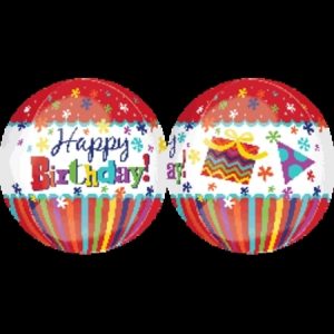 Happy Birthday Stripes and Bursts Orbz Foil Balloon ANA27990