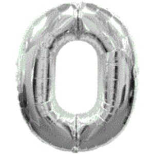 Silver Numeral Zero Number Shape Foil Balloon Q30392