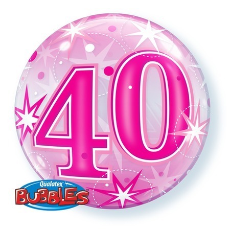 40 Pink Starburst Bubble Balloon Q43125