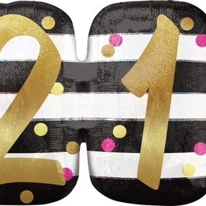 Pink & Gold Milestone 21 Supershape Foil Balloon ANA38121