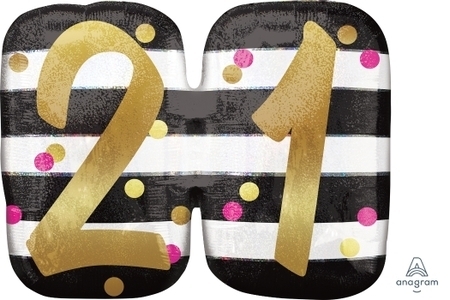 Pink & Gold Milestone 21 Supershape Foil Balloon ANA38121