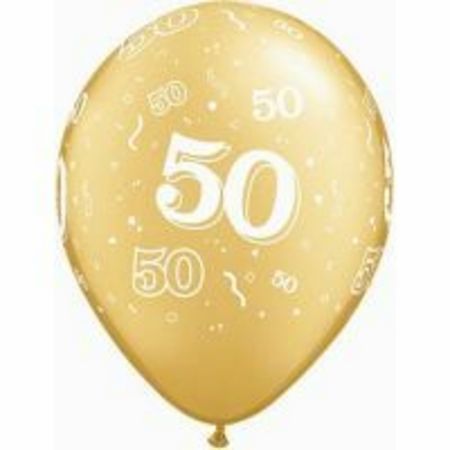 50 Around Gold Latex 16 inch (41cm) Balloon II50GO16