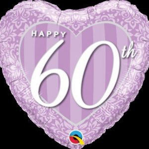 Happy 60th Damask Heart Foil Balloon Q49132