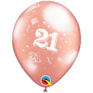 Rose Gold 21 Around Pearl Latex Balloon IIRG21