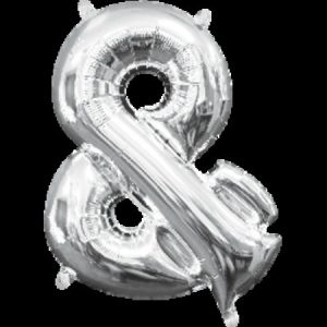 Phrase Symbol '&' Silver Supershape Foil Balloon ANA33068