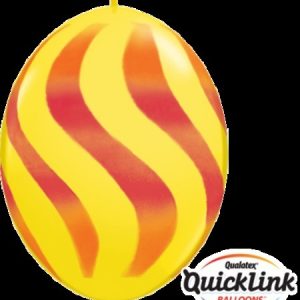 Quick Link Yellow, Red & Orange Wavy Stripes Latex Balloons Q28096