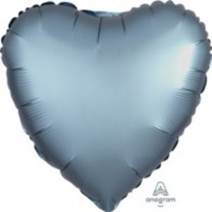 Heart Steel Blue Satin Foil Balloon ANA36814
