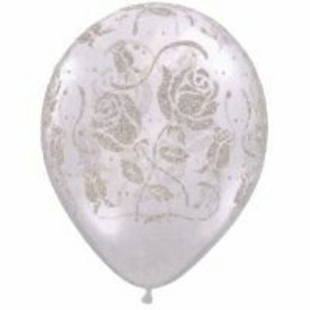 Glitter Roses Around Diamond Clear Latex Balloon Q74307
