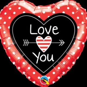 Love You Dots & Arrows Foil Balloon Q54850