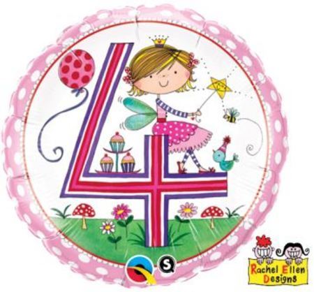 Age 4 Fairy Polka Dots Foil Balloon Q23913