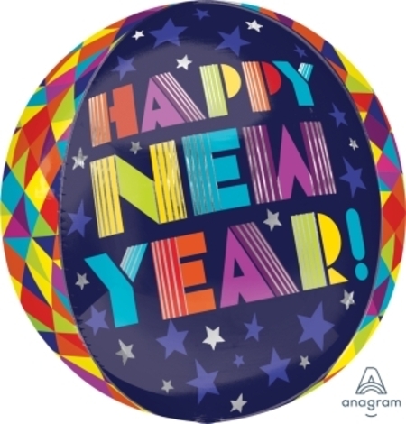 Geometric Happy New Year Orbz Balloon ANA29569