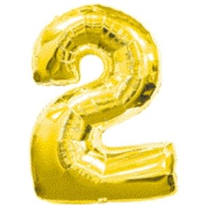 Gold Numeral Two Number Shape Foil Balloon Q30477