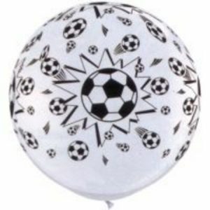 Soccer Balls Around White Round Latex Balloon Q41703