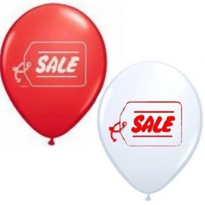 'Sale' White & Ruby Red Assortment Latex Balloon Q18581