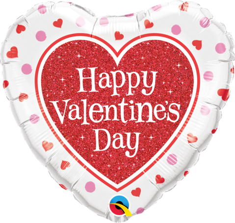Valentine's Red Glitter 18 inch (46 cm) Heart Shape Foil Balloon Q78535