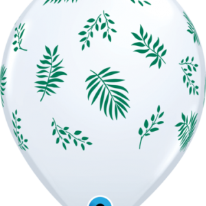 White Tropical Greenery 11 inch (28 cm) Latex Balloon Q87901