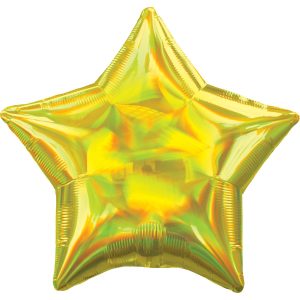 Yellow Iridescent Holographic Star Shape Foil Balloon ANA39266
