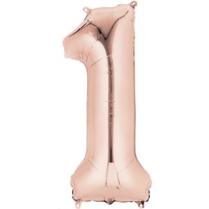 Numeral One Foil Shape Balloon Rose Gold RG1