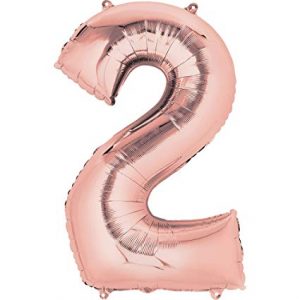 Numeral Two Shape Foil Balloon Rose Gold RG2