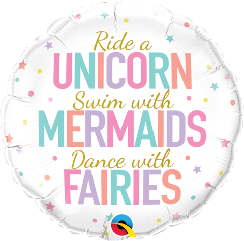 18 inch Round Unicorn/Mermaids/Fairies Foil Balloon Q97402