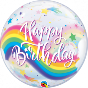 Qualatex Bubble 22 inch (56 cm) Birthday Rainbows & Unicorns Q87744