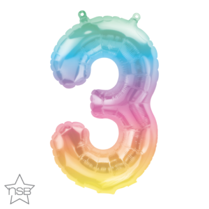 Jelli Ombre Number Three 16 inch (41cm) Foil Balloon Q86370