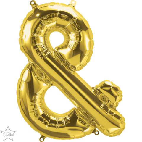 Gold Ampersand 16 inch (40 cm) Foil Balloon Q59758
