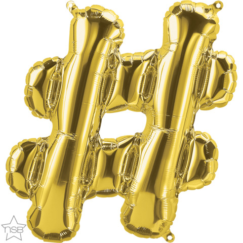 Gold Hashtag 16 inch (40 cm) Foil Balloon Q59760