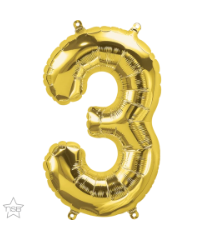 Gold Number Three 16 inch (40 cm) Foil Balloon Q59047