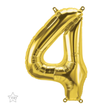 Gold Number Four 16 inch (40 cm) Foil Balloon Q59049
