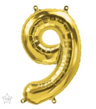 Gold Number Nine 16 inch (40 cm) Foil Balloon Q59059